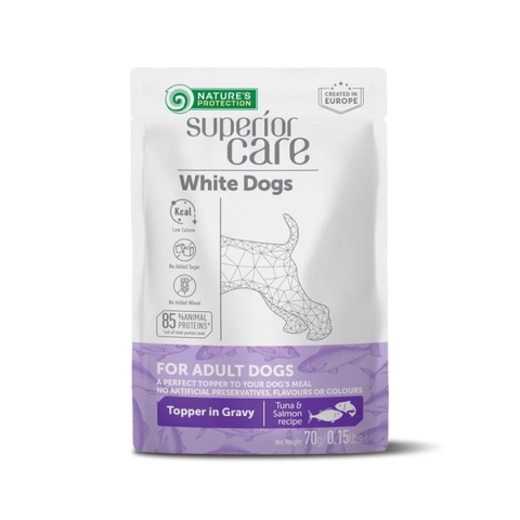 NATURES PROTECTION - SC White Dogs ADULT - POUCH | All Breed Tuna & Salmon 5x70gr