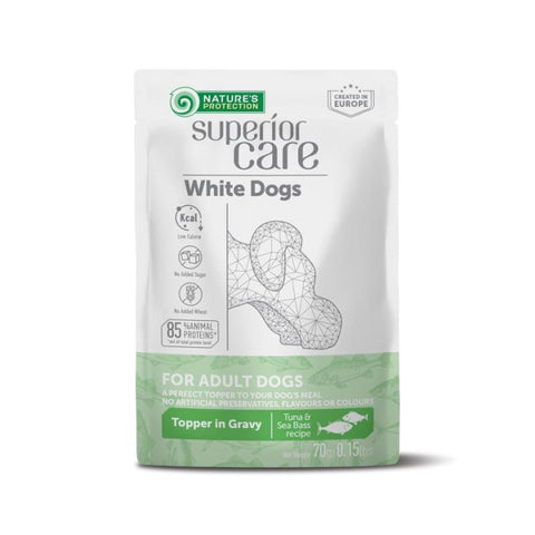 NATURES PROTECTION - SC White Dogs ADULT - POUCH | All Breed Tuna & Sea Bass 5x70gr