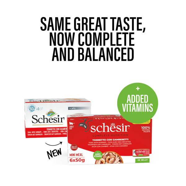 SCHESIR CAT - Complete Nutrition Multipack Tuna & Gamberetti 6x50gr