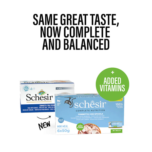 SCHESIR CAT - Complete Nutrition Multipack Tuna & Seabass 6x50gr