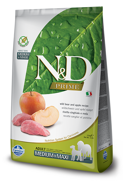N&D - PRIME GF Adult Medium & Maxi - divlja svinja i jabuka