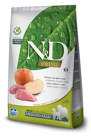 N&D - PRIME GF Adult Medium & Maxi - divlja svinja i jabuka