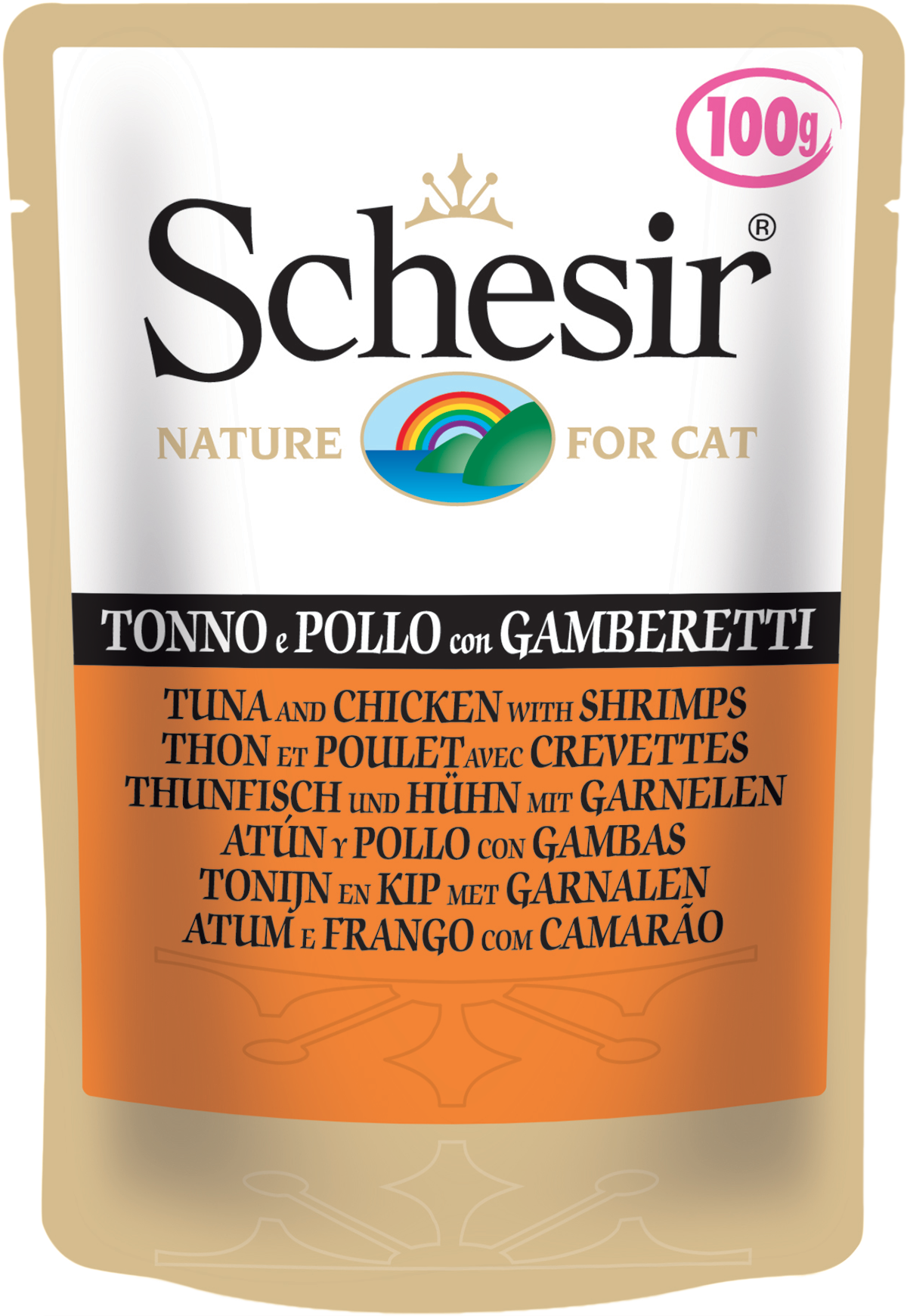 SCHESIR CAT - Pouch 100gr Tuna & Chicken with Shrimps